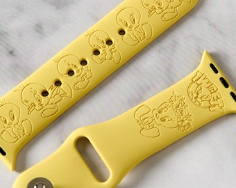 Tweety Bird Watch Band compatible with Apple Watch iWatch Band Silicone Watch 38/40/41 42/44/45 Strap Laser Engraved