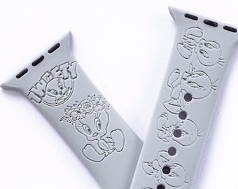 Tweety Bird Watch Band compatible with Apple Watch iWatch Band Silicone Watch 38/40/41 42/44/45 Strap Laser Engraved