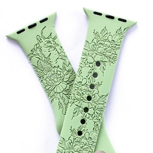 Spring flower Watch Band compatible with Apple Watch iWatch Band Silicone Watch 38/40/41 42/44/45 Strap Laser Engraved