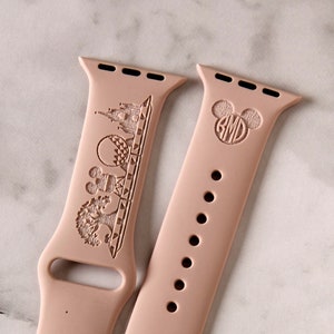 Disney Theme Park Watch Band compatible with Apple Watch iWatch Band Silicone Watch 38/40/41 42/44/45 Strap Laser Engraved