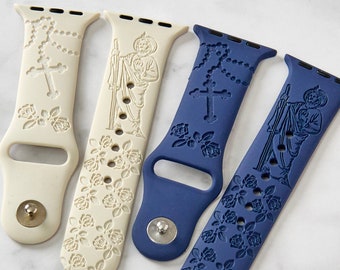 Christian Jesus God Watch Band compatible with Cross smart Watch iWatch Band Silicone Watch 38/40/41 42/44/45 Strap Laser Engraved