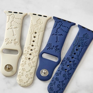 Christian Jesus God Watch Band compatible with Cross Apple Watch iWatch Band Silicone Watch 38/40/41 42/44/45 Strap Laser Engraved