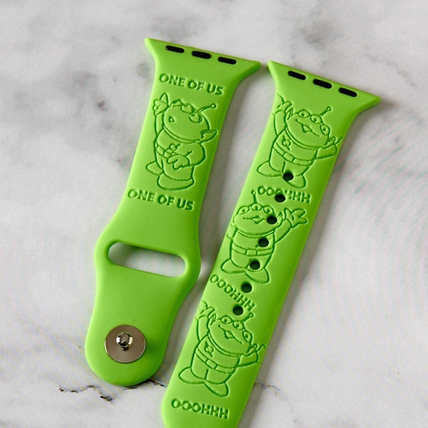 Toy Story Alien Watch Band compatible with Apple Watch iWatch Band Silicone Watch 38/40/41 42/44/45 Strap Laser Engraved