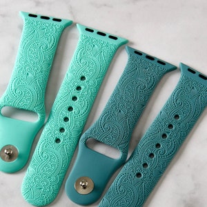 Paisley Watch Band compatible Apple Watch iWatch Band Silicone Watch 38/40/41 42/44/45 Strap Laser Engraved