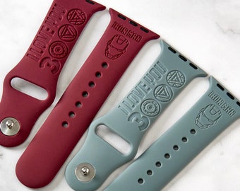 Iron Man I love you 3000 Watch Band compatible with smart Watch iWatch Band Silicone Watch 38/40/41 42/44/45 Strap Laser Engraved