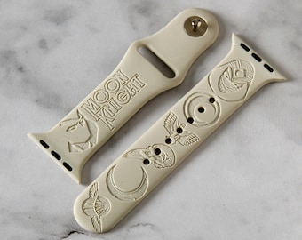 Moon Knight Watch Band compatible with smart Watch iWatch Band Silicone Watch 38/40/41 42/44/45 Strap Laser Engraved