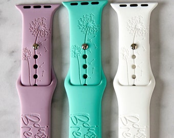 Just Breath with Blowing Dandelion  Watch Band compatible with smart Watch iWatch Band Silicone Watch 38/40/41 42/44/45 Strap Laser Engraved