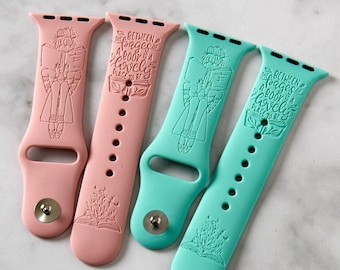 Mädchen mit Buch Uhrenarmband kompatibel mit Smart Watch iWatch Band Silikon Uhr 38/40/41 42/44/45 Strap Laser graviert