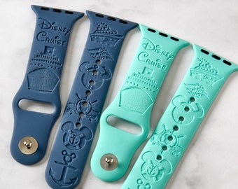 Disney Cruise Theme Park Uhrenarmband kompatibel mit Smart Watch iWatch Band Silikon Uhr 38/40/41 42/44/45 Strap Laser graviert