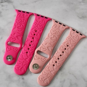 Love Watch Band compatible with heart pattern Apple Watch iWatch Band Silicone Watch 38/40/41 42/44/45 Strap Laser Engraved