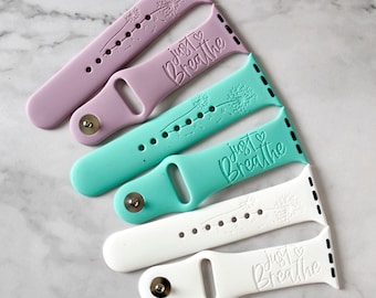 Just Breath with Blowing Dandelion  Watch Band compatible with smart Watch iWatch Band Silicone Watch 38/40/41 42/44/45 Strap Laser Engraved