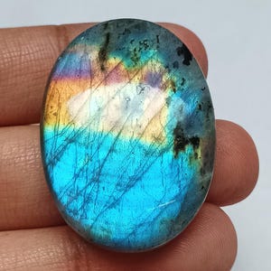 Blue Spectrolite Labradorite Cabochon: Oval Gemstone for Wire Wrapping