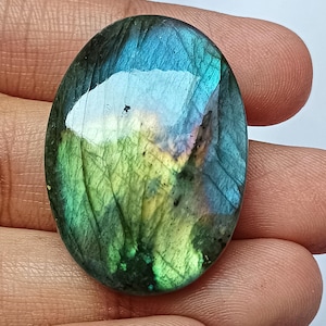 Multi-Fire Labradorite Cabochon: Oval Gemstone for Jewelry Making