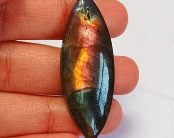 Flashy Labradorite Cabochon: Marquise Gemstone for Wire Wrapping