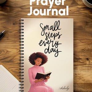 African American prayer journal, Personalize Small Steps Every Day Spiral Notebook | Ruled Journal, Inspirational Cover