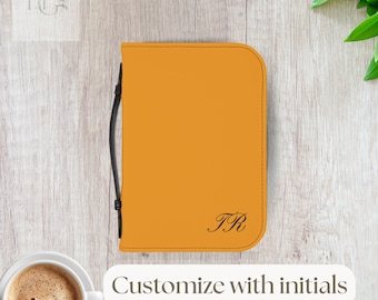 Orange Monogram Bible Cover | Zippered Leatherette Bible Case