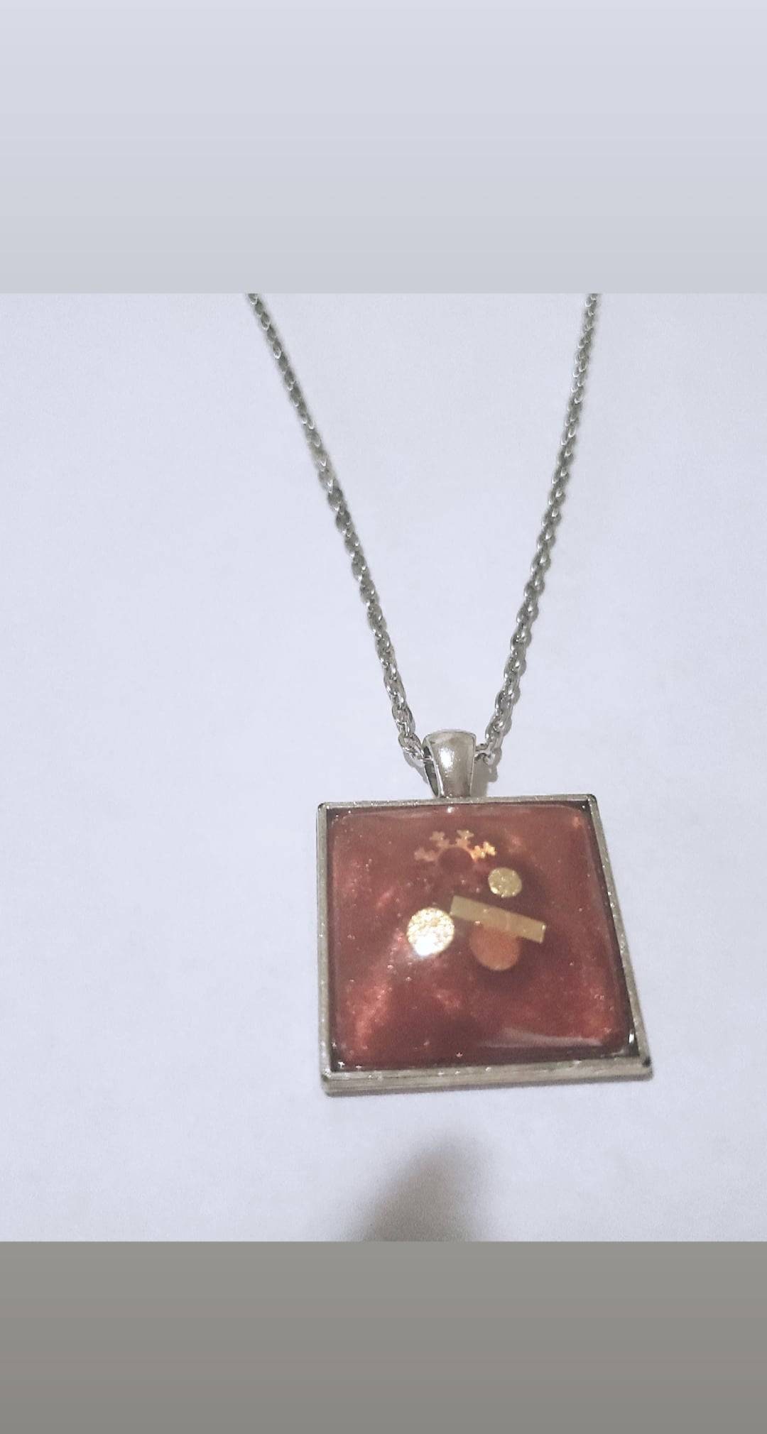 Red and Gold Pendant necklace Etsy
