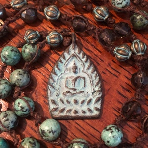 Ancient Double Lotus Pose Buddha Necklace