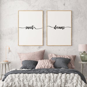 Schlafzimmer Kunstdruck, süße Träume, Schlafzimmer Wand-Dekor, schwarz und weiß Druck, Digitaldrucke, Wand Kunstdrucke, digitaler Download