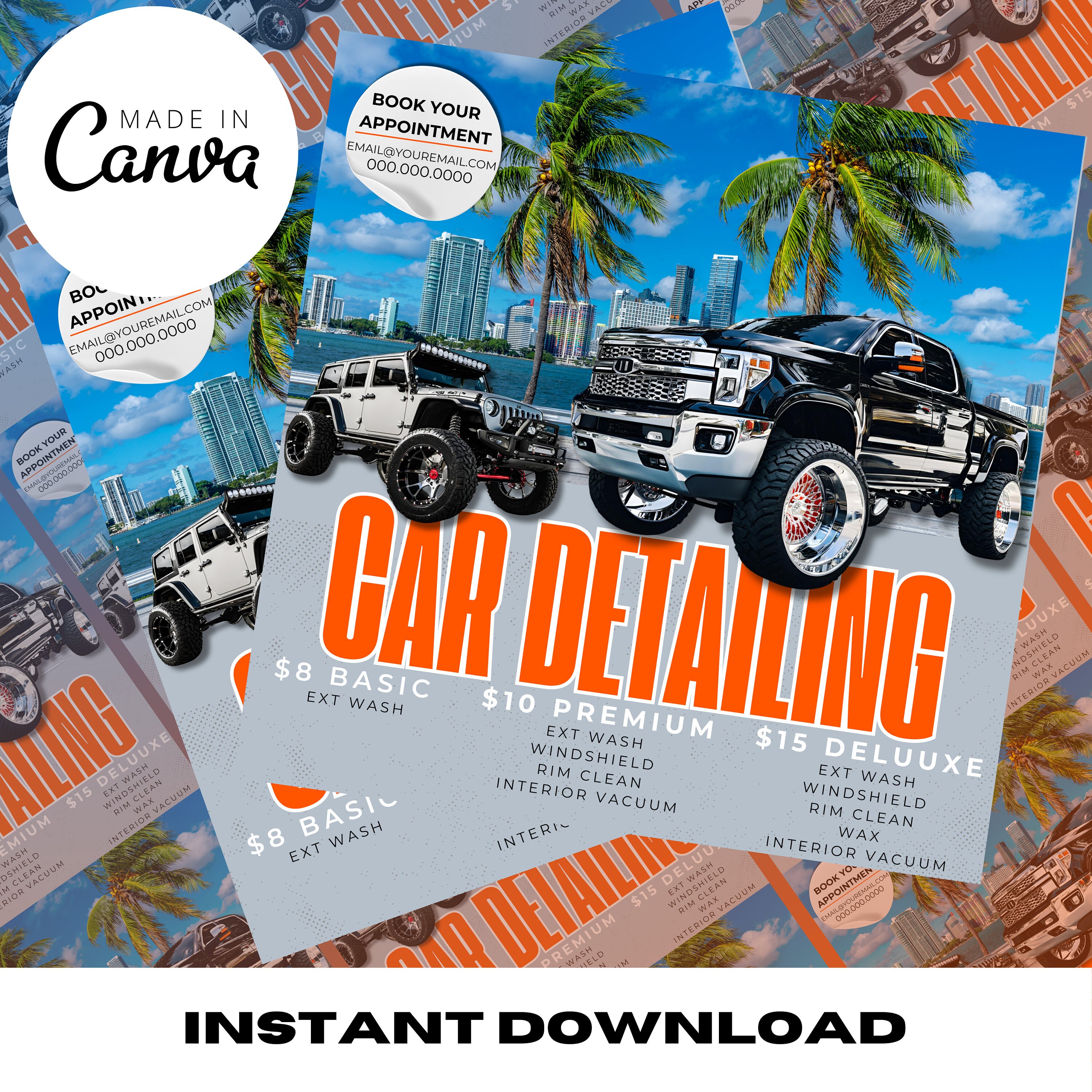 Car Detailing Flyer, Car Wash DIY Template, Msarketing Template, DIY Flyer, Instant Download, Canva Flyer