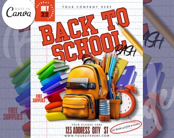 Back to School Giveaway Flyer, Back to School Giveaway Templated, DIY Canva Template, Instant Download, Social Media Flyer