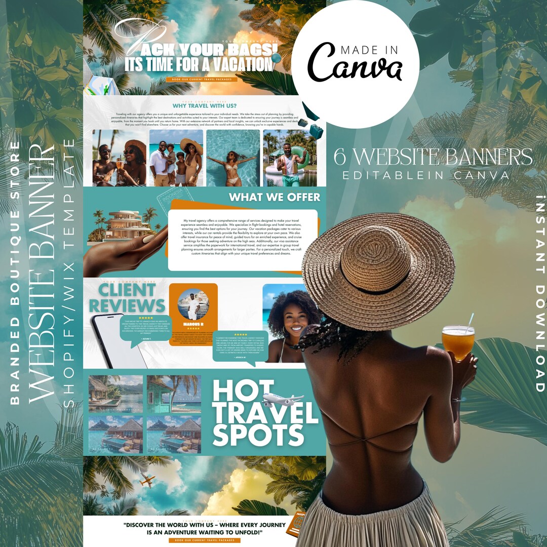Travel Agent Website Template, Travel Website Shopify Template, Travel