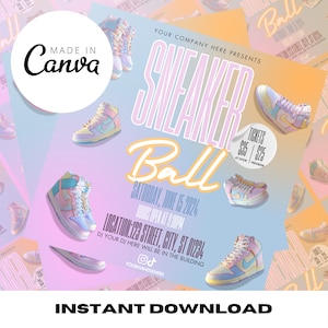 Sneaker Ball Einladungskarte, Sneaker Ball Vorlage, Sneaker Ball Vorlage, Social Media Flyer, Digitale Vorlage, Canva, Sofort Download