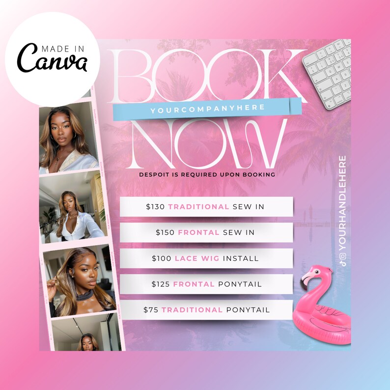 Book Now Flyer, Digital Flyer, DIY Flyers, Book Now Template, Canva ...