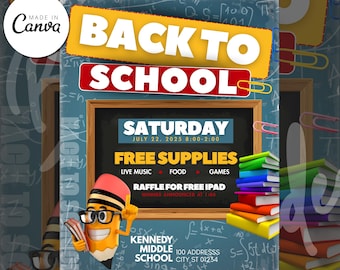 Back to School Giveaway Flyer, Back to School Giveaway Templated, DIY Canva Template, Instant Download, Social Media Flyer