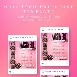 Nail Technician Price List, Nail Tech Price List, Nail Tech, Canva