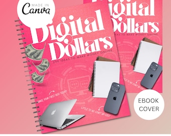 Digital Dollars Ebook Cover, Make Money Online EBook Cover, EBook Cover, DIY EBook Cover, Canva, Instant Download