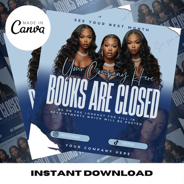 Books Closed Flyer, Digital Flyer, DIY Flyers, Books Closed, Template, Canva template, Hair, Nails, Lashes