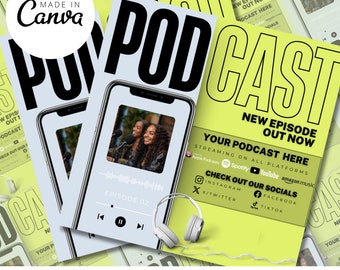 Podcast Social Media Post Template, Podcast Flyer, DIY Template, Canva Template, Instant Download, Social Media, Podcast, Girly