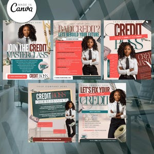 Credit Repair Flyer Bundle , DIY Flyer Template Design, Editable Flyer, Consultation Services Flyers, Canva Credit Repair Flyer Template