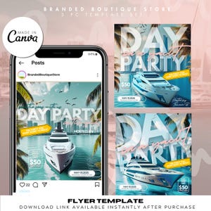 Yacht Party Flyer, Cruise Party Social Media Post, Pool Party Announcement, Instant Download, DIY Flyer, Canva Flyer