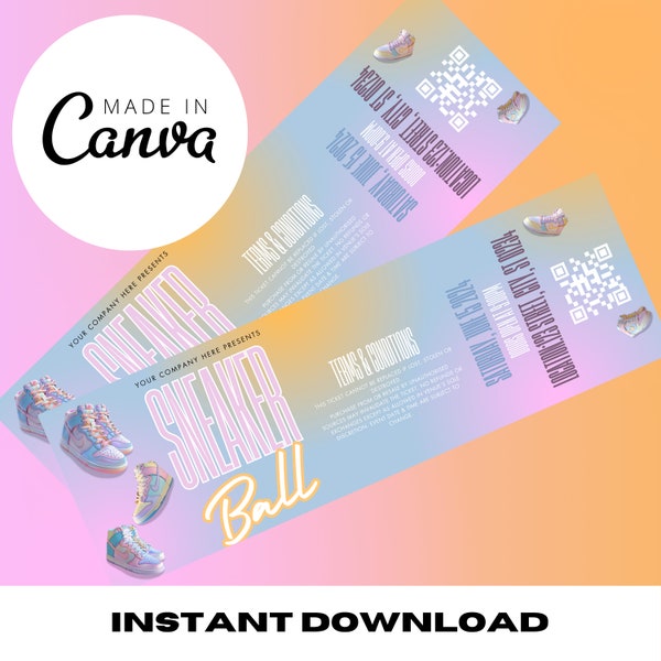 Sneaker Ball Invite Ticket,  Sneaker Ball Template, Sneaker Ball Gala, Social Media Flyer, Digital Template, Canva, Instant Download