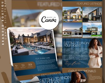 Realtor Canva Website, Realtor Website Template, Luxus Canva Template, bearbeitbare Canva Website Template, Real Objekt Vorlage,