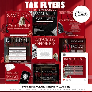 Tax Flyers, Tax Time Flyers, Tax Informational Post, Tax Bundle Flyers, Tax Professional, Instant Download, Canva Template, Editable