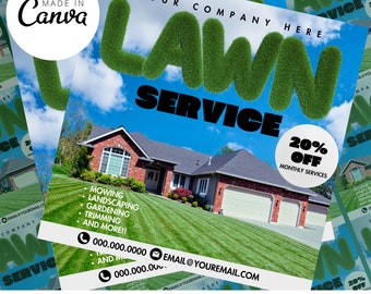 Lawn Service Flyer, Lawn Care Flyer, Lawn Care Printable Flyer, Lawn Care Social Media Post, Canva Template, DIY Flyer