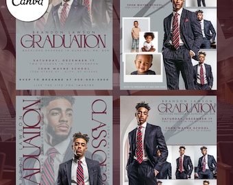 Invitación de graduación, folleto de graduación DIY, plantilla de Canva, despedida de graduación, evento de graduación, editable, Canva DIY, descarga instantánea