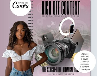 Ebook Cover template, Rich Off Content Canva Template, Social Media EBook Template, Passive Income Ebook Template, PLR ebook