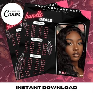 Bundle Deal Price List, Hair Weave Price List, Bundle Flyer, Weave Price List, Price List Template, DIY Price List, Instant Download