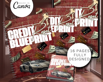 Credit E-Book Cover, E-Book Cover Template, Canva E-Book Template, 16 Pages,