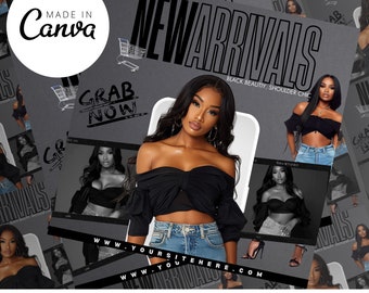 Folleto de novedades, folletos de moda para Instagram, folletos de redes sociales de boutiques de ropa, boutique de ropa, estilos de primavera, novedades