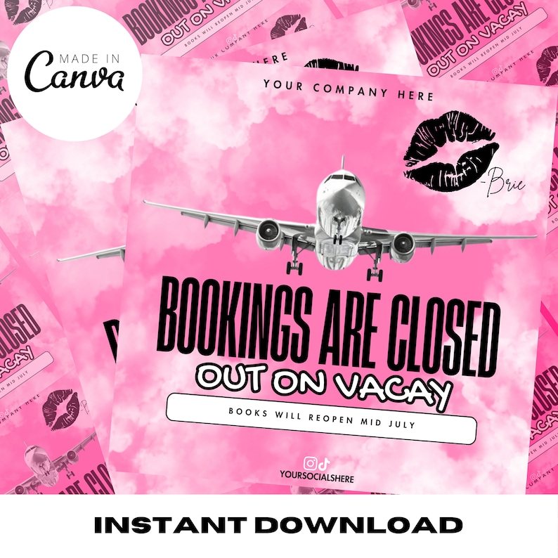 Vacation Flyer for Business, Books Closed, Vacation Flyer, Instant