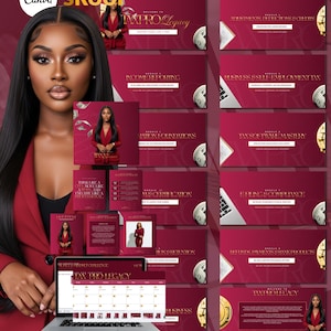 May include: A promotional image for a tax course. The image features a woman in a red blazer, with a laptop displaying a course outline. Various course modules are displayed in burgundy with gold accents, including "Tax Pro Legacy" and "Income Reporting."