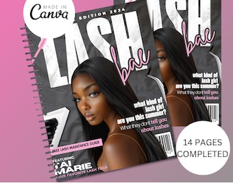 Magazine Template, 14 Page Magazine Template, Canva template, Hair, Nails, Lashes, Instant Download