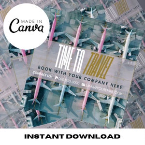Marketingsjabloon reisbureau, strandreisbureau Social Media Post Flyer, Canva-sjabloon, bewerkbare sjabloon, DIY-sjabloon, Instagram