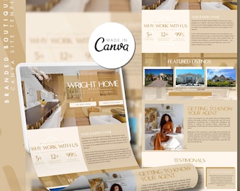 Realtor Canva Website, Realtor Website Template, Luxus Canva Template, bearbeitbare Canva Website Template, Real Objekt Vorlage,