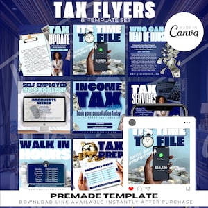 Tax Flyers, Tax Time Flyers, Tax Informational Post, Tax Bundle Flyers, Tax Professional, Instant Download, Canva Template, Editable